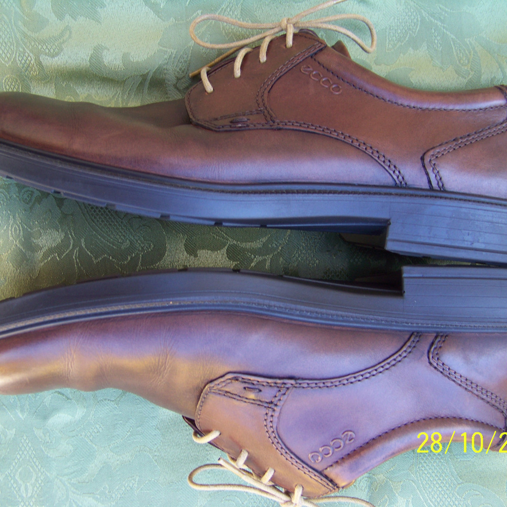 Ecco Atlanta Plain Toe Brown Leather Oxford 46 - Picture 3 of 8